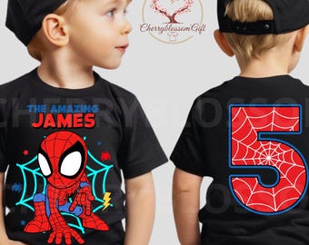 Verjaardag T-shirt en themafeest vrienden, familiematching, verjaardag superheld alle maten, uniseks T-shirt DV40