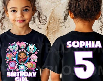 Personalized Birthday Girl T-Shirt, Theme Party Shirt, Cat Meowy DV82