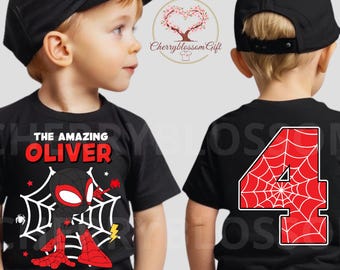 Geïnspireerd verjaardagsshirt Spidy, themafeest Spidy en vrienden, familiematching, verjaardag superheld alle maten, uniseks T-shirt DV20