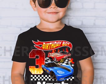 Custom Car Birthday Gift T-Shirt, Car Birthday Boy Party Shirt,Bday Boy Family Shirt, Race Car Birthday T-Shirt, All sizes, Unisex Tee DV39