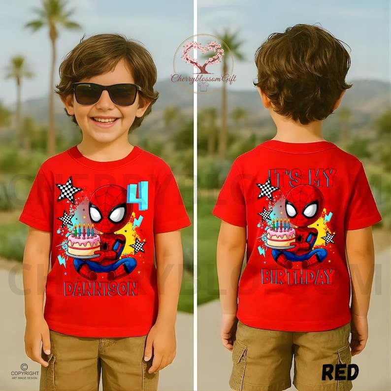 Inspired Spidy Birthday T Shirt, Spidy and Friends Theme Party, Family Matching, Superhero Birthday All sizes, Unisex Tee HL07 image 4