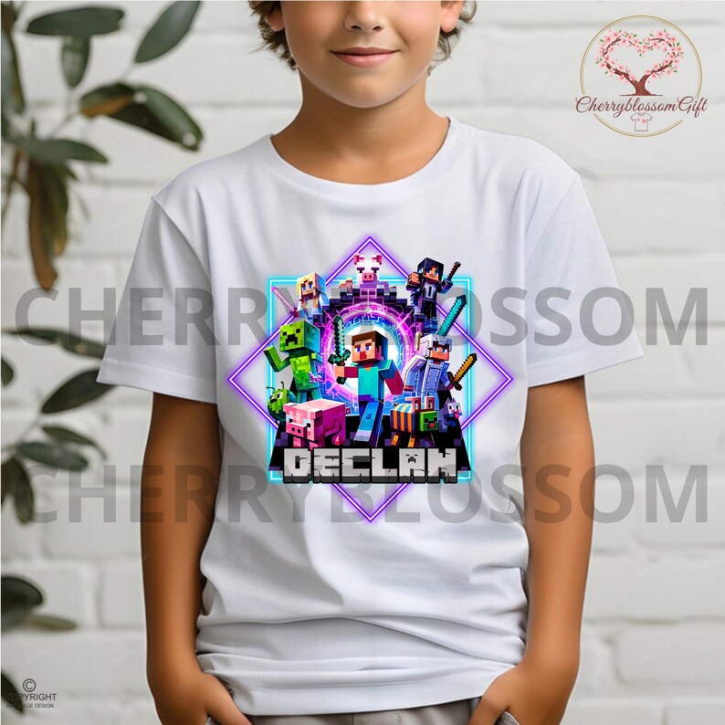Personalized Game Birthday T-shirt, Minec Party Theme, Game Lover Tee ...