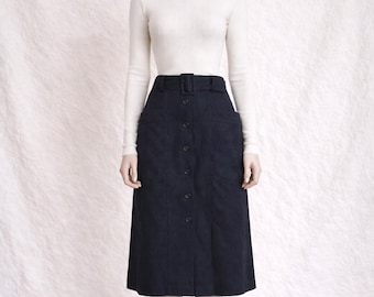 Wool skirt Karl Lagerfeld vintage, navy, womens