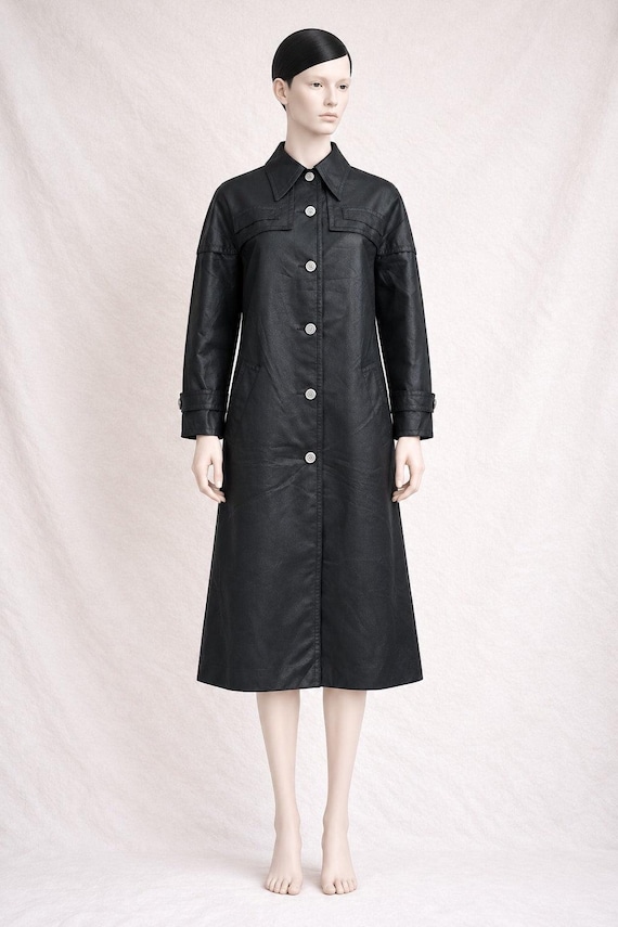 Pierre Cardin, Trench Pierre Cardin vintage, noir, femme années 20