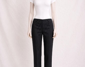 Cotton trousers Armani vintage, grey striped, womens 90s