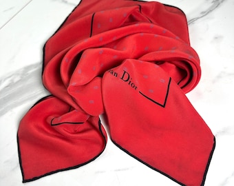 Silk scarf Christian Dior vintage, red, womens