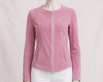 Leather jacket J. Sebastien Vassal vintage, pink, womens 80s