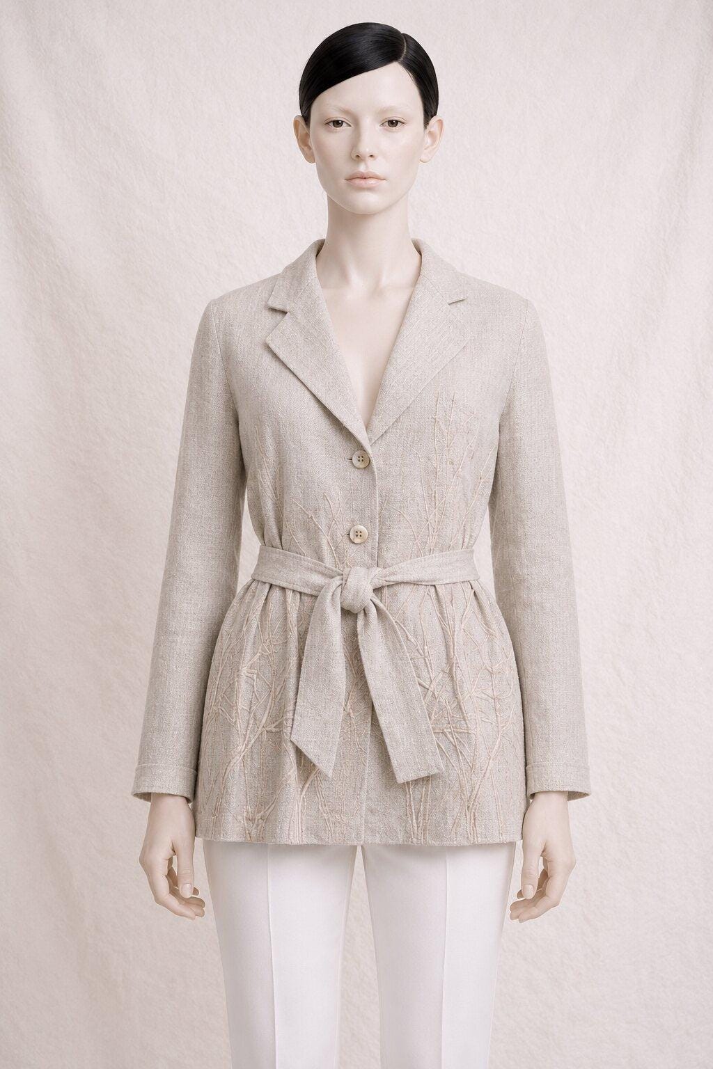 John Galliano, Blazer lin John Galliano vintage, beige, femme années 90