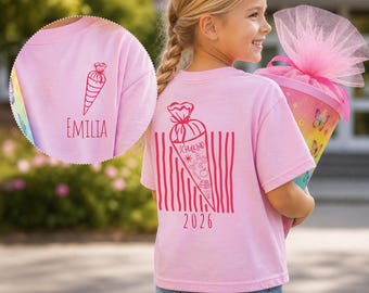 Schulkind 2026 T-Shirt, Schulanfang Personalisiert, Shirt mit Name, Schultüte Grafik, Schulanfang Geschenk, Geschenkidee Schulkind