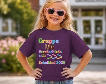 Kindergarten Abschluss T-Shirt, Gruppenshirt, Shirt personalisiert, Schulkind 2026 Tee, Erstklässler Oberteil, Erste Klasse Shirt