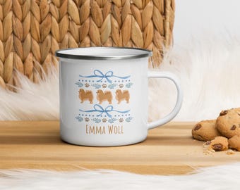 Trinkbecher Kinder, Kinderbecher personalisierbar, Pomeranian Tasse, Becher mit Namen, Kindergarten Tasse, Emaille Tasse, Kindergeschenke