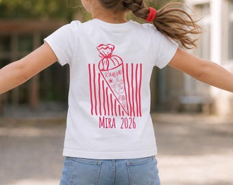 Schulkind 2026 Shirt Personalisiert, Einschulung Shirt Rückendruck Name, Schultüte T-Shirt, Geschenk Grundschule 1 Klasse
