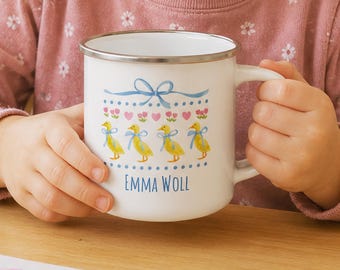 Trinkbecher Kinder, Kinderbecher personalisierbar, Becher mit Namen, Kindergarten Tasse, Emaille Tasse, Kindergeschenke, Baby Gift