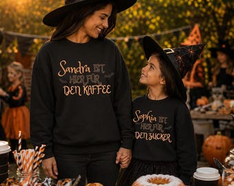 Halloween Partnerlook Shirts, Shirt Personalisiert, Mama Kind Oberteil, Papa Baby Outfit, Shirt mit Name, Elternhumor Outfit, Spuksprüche