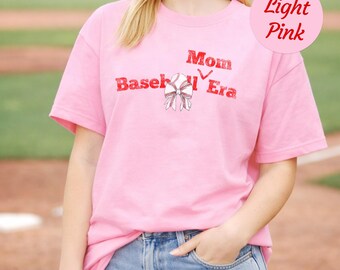 Baseball Mom Era Shirt, Vintage Baseball Mom Tee, Distressed Sports Mom Shirt, Game Day Outfit, Funny Mom Era TShirt, Coquette Bow Baseball