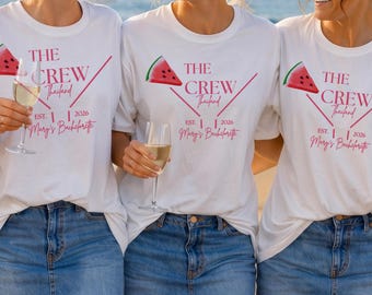 The Crew Bachelorette Shirt, Custom Bride Squad Shirts, Tropical Bachelorette Party Tee, Matching Bridesmaid Shirts, Beach Bach Party Shirt