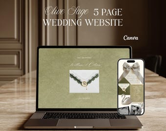 Olive Sage Wedding Website | Bridal Website Template | Sage Green Wedding Website template canva| Instant Download | Digital Wedding Website