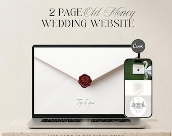Vintage wedding website template swan, editable template canva, swan wedding website RSVP, digital invitation, Save the date wedding website