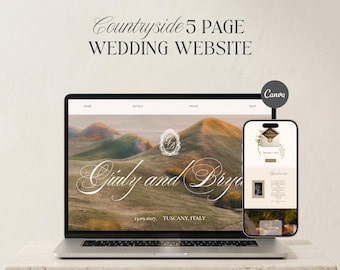 Countryside Wedding Website Template Canva, Destination Wedding Website, RSVP Wedding Template, Tuscany Wedding