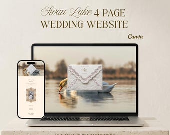 Swan Wedding Website Template, Canva Wedding Website, Bridal Website, Old Money Wedding Website with RSVP, Digital Wedding Invitations