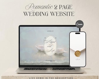 Editable Canva Wedding website template, Digital Wedding Invitation, Rsvp Website, Elegant Romantic  Minimal Design