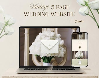 Wedding Website Template Canva with rsvp | Envelope Opening Animation | Sage green Wedding Website.
