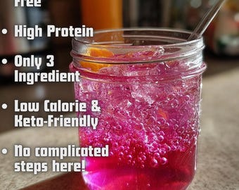 3 Ingredient Jello Drink Recipe, Sugar Free Low Calorie Snack, Bariatric Gelatin Trick, Weight Loss Gelatin Recipe, Digital PDF