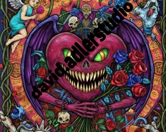 Veleno di San Valentino. Libro da colorare horror di San Valentino per adulti. Pagine da colorare dark gothic anti-San Valentino. PDF stampabile.