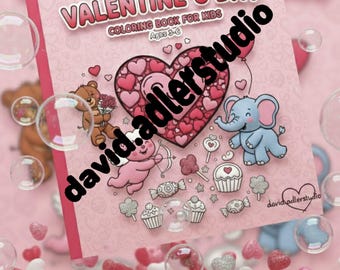 Veleno di San Valentino. Libro da colorare di San Valentino per bambini dai 3 ai 6 anni. Pagine da colorare in PDF stampabili. Animali carini. Download immediato.