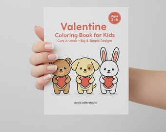 Veleno di San Valentino. Libro da colorare di San Valentino per bambini dai 3 ai 6 anni. Animali carini. Disegni grandi e semplici. PDF stampabile.