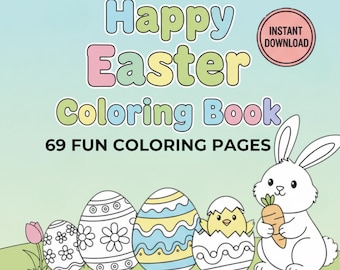 Libro da colorare di Pasqua per bambini dai 2 ai 6 anni | Pagine da colorare di Pasqua stampabili per bambini piccoli e in età prescolare | Uova di coniglio, divertimento primaverile in PDF