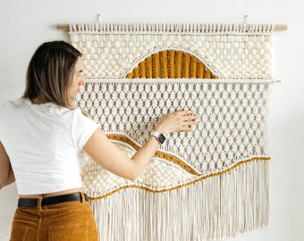 Large Hand made - Macrame Wall Hanging - Woven Tapestry - Textile Art - Modern Woven