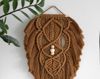 Macrame Leaf Wall Hanging, Green Art, Boho Decor, New Home Gifts, Warmhouse Decor