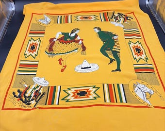 Sombrero de baile de tapatío de El Jarabe, estilo ecuestre del suroeste de México, estilo vintage. Bufanda amarilla.