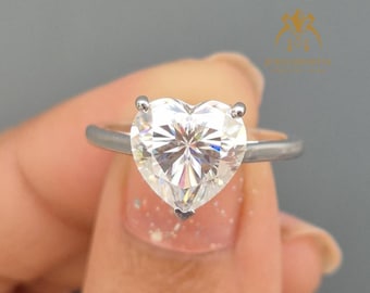 2.00 CT Heart Cut Solitaire Moissanite Engagement Ring 14k Solid Gold Dainty Engagement Ring Heart Cut Moissanite Ring Promise Ring For Her