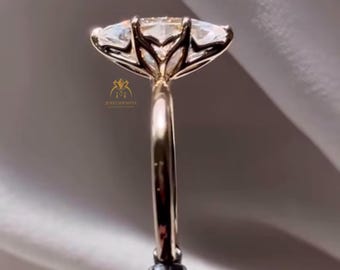 2.00 CT Tulip Set Marquise Cut Moissanite Diamond Engagement Ring , Wedding Ring, Flower Basket Tulip Setting Marquise Cut Anniversary Ring