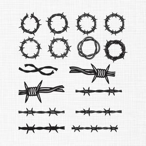 Barbed Wire Embroidery Design,Barbed Wire,Such as Coiled Wire,Straight Border lines, and Circular Shapes Machine Embroidery, 5 Sizes