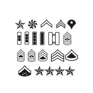 US Militär Rank Symbol Stickmuster, US Army Ranks Stickerei, Chevrons, Streifen und Sterne Ranks Maschinenstickdateien, 6 Größen