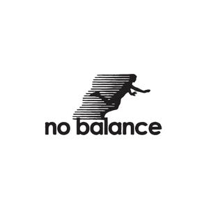 Peut inclure: Un logo graphique noir représentant la silhouette d'une personne en mouvement avec des lignes de vitesse horizontales derrière elle, placé au-dessus du texte en minuscules no balance dans une police sans empattement arrondie et grasse.