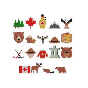 Canadian National Symbols Embroidery, Canada Embroidery, Canadian Icons Machine Embroidery File, Maple Leaf Flag Embroidery Instant Download