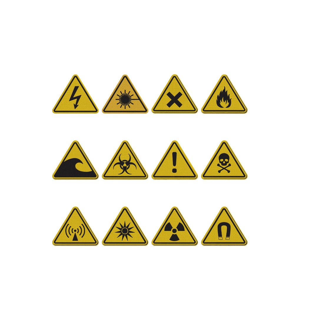 Warning Signs Embroidery Design, Biohazard, Radioactivity Embroidery ...