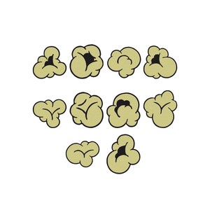 Popcorn Embroidery, Popcorn Kernel, Popcorn Party, Cinema Snacks, Movie Night, School Bulletin Board Accents Machine Embroidery, 8 Sizes