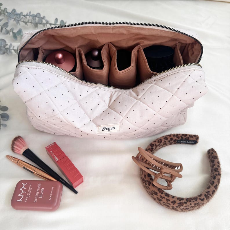Beauty case trapuntato a pois – Organizer multitasche per cosmetici e strumenti per capelli Standard Bag Only