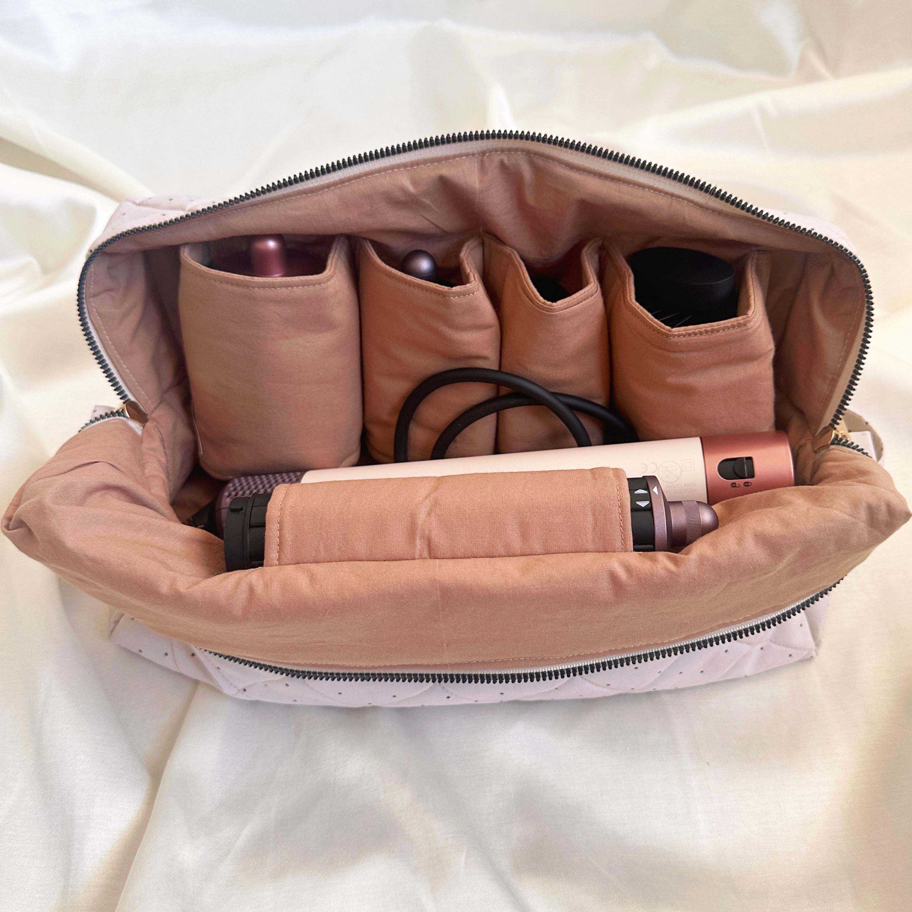Quilted Polka Dot Vanity Bag – Multi-pocket Beauty & Hair Tool 