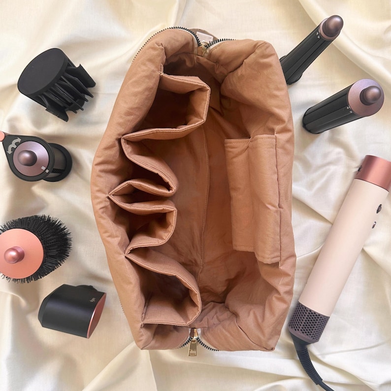 Beauty case trapuntato a pois – Organizer multitasche per cosmetici e strumenti per capelli immagine 3