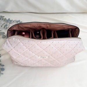 Beauty case trapuntato a pois – Organizer multitasche per cosmetici e strumenti per capelli immagine 16