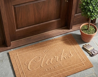Custom design Doormat, Personalized Family Name Welcome Mat, Housewarming Gift, Wedding Gift, Custom Door Mat 3D Laser Engraving. Best gift