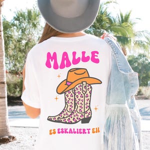 Malle Shirt, Malle Gruppenshirt, Mädels Urlaub Shirt, Malle Shirts pink, Malle Backprint, Mallorca T Shirts, Damen, Cowgirl Shirt, Leoprint