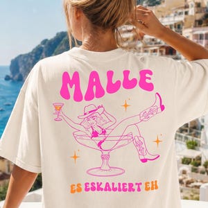 Malle Shirt, Malle Gruppenshirt, Mädels Urlaub Shirt, Malle Shirts pink, Malle Backprint, Mallorca T Shirts, Damen, Cowgirl Shirt