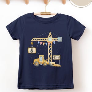 Bagger Geburtstags Shirt mit Name & Zahl, Personalisiertes Geburtstagsshirt Baustelle, Geburtstag T-Shirt Junge personalisiert, 1 2 3 4 5 6 image 1